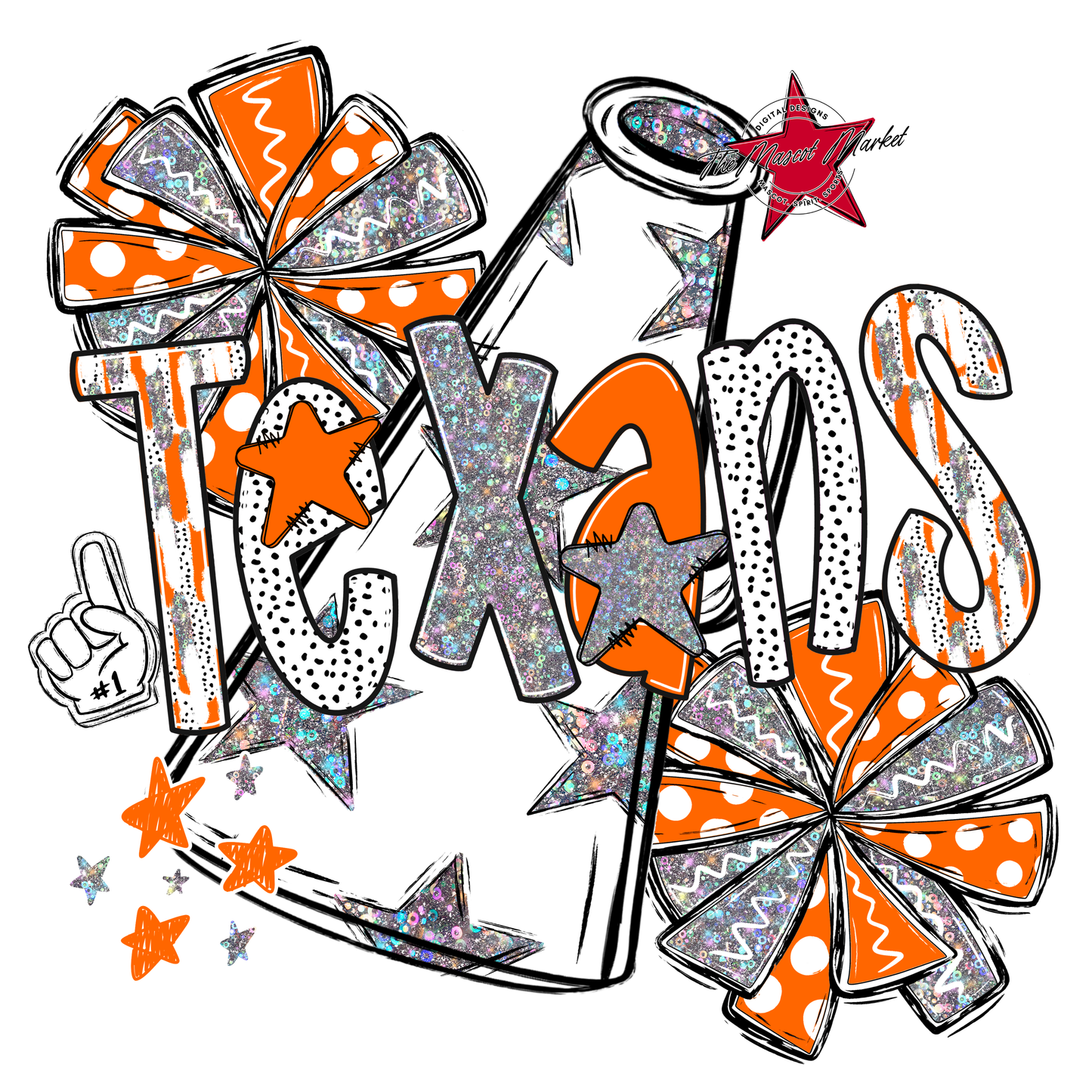 Texans Cheer Megaphone Scrape-Orange