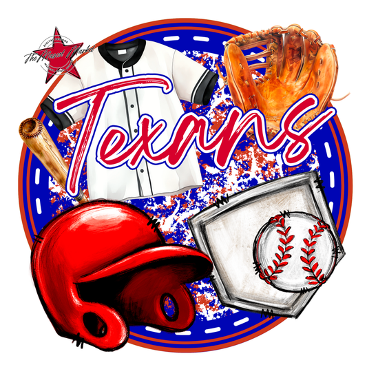 Texans Circle Baseball Design-Blue-Red
