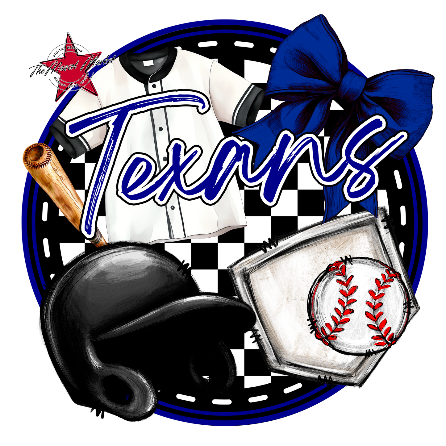 Texans Circle Baseball Design-Blue