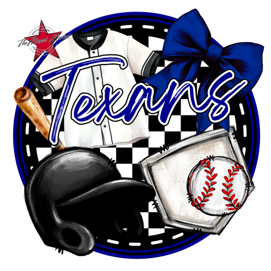 Texans Circle Baseball Design-Blue