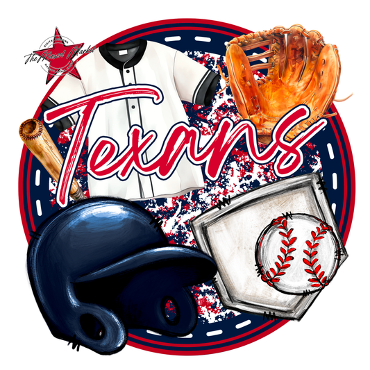 Texans Circle Baseball Design-Navy-Red
