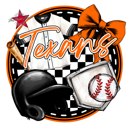 Texans Circle Baseball Design-Orange