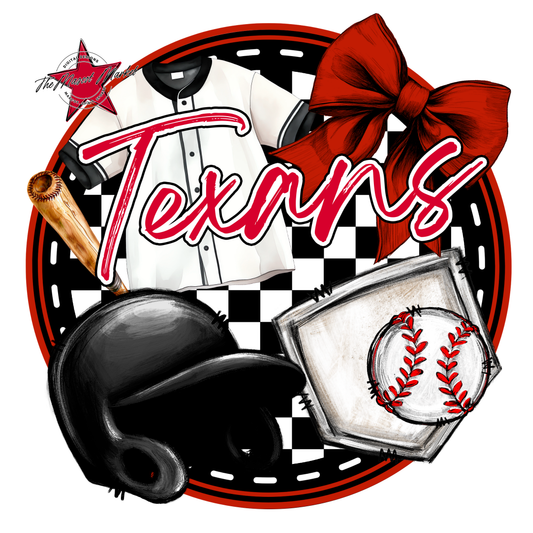 Texans Circle Baseball Design-Red