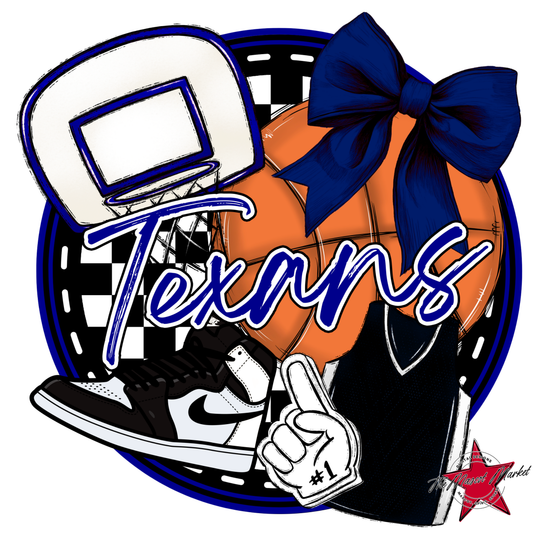 Texans Circle Basketball Design-Blue