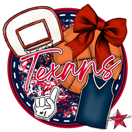 Texans Circle Basketball Design-Navy-Red