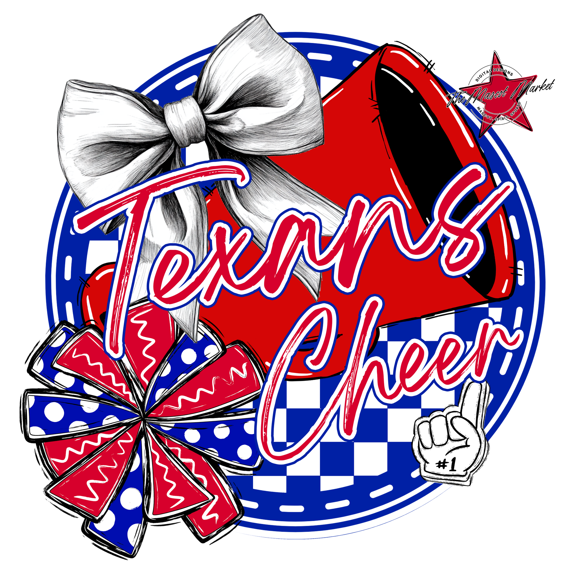 Texans Circle Cheer Design-Blue-Red