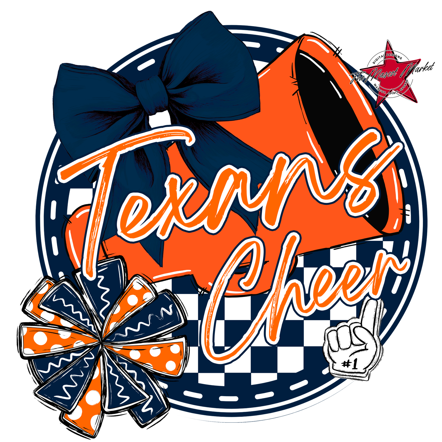 Texans Circle Cheer Design-Navy-Orange