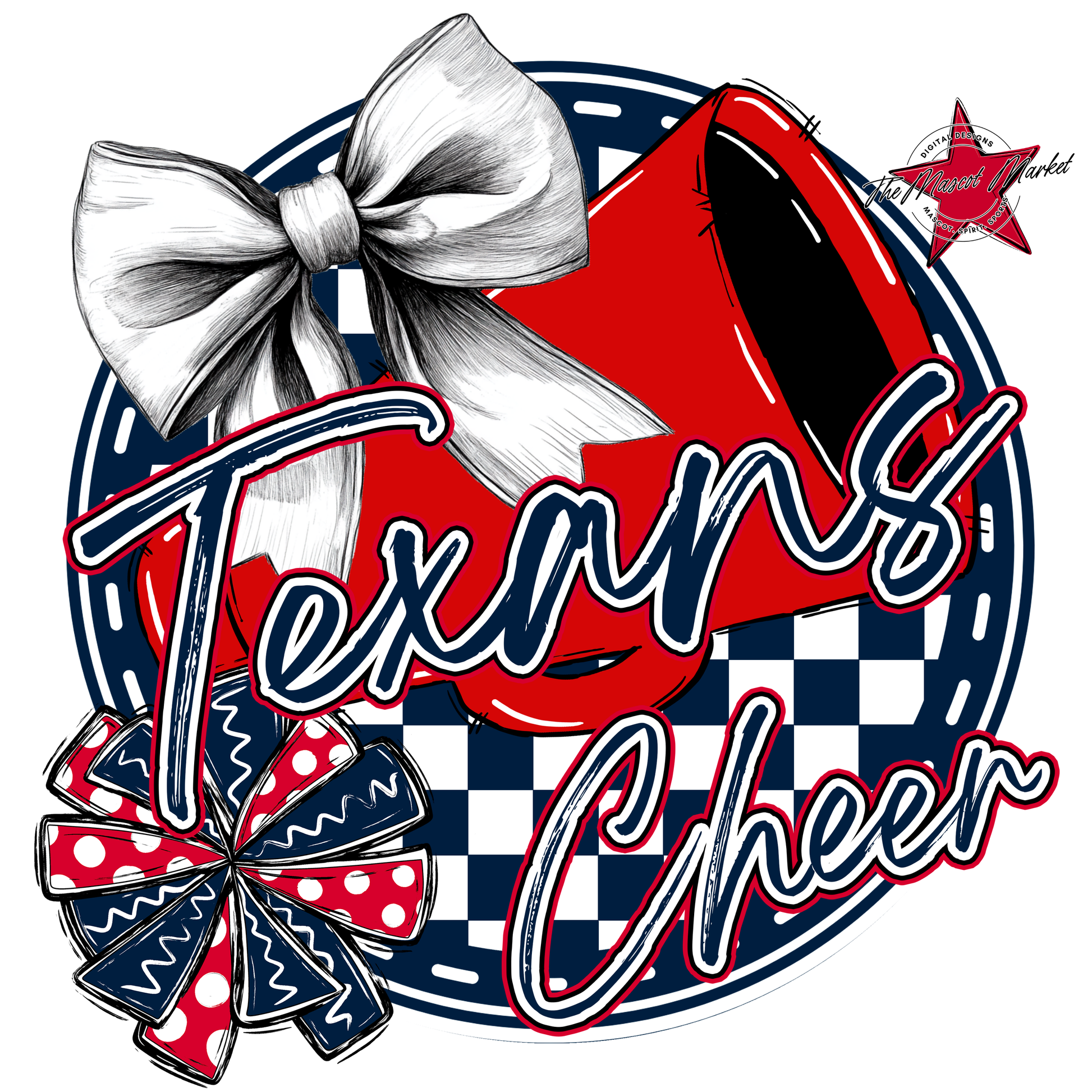 Texans Circle Cheer Design-Navy-Red