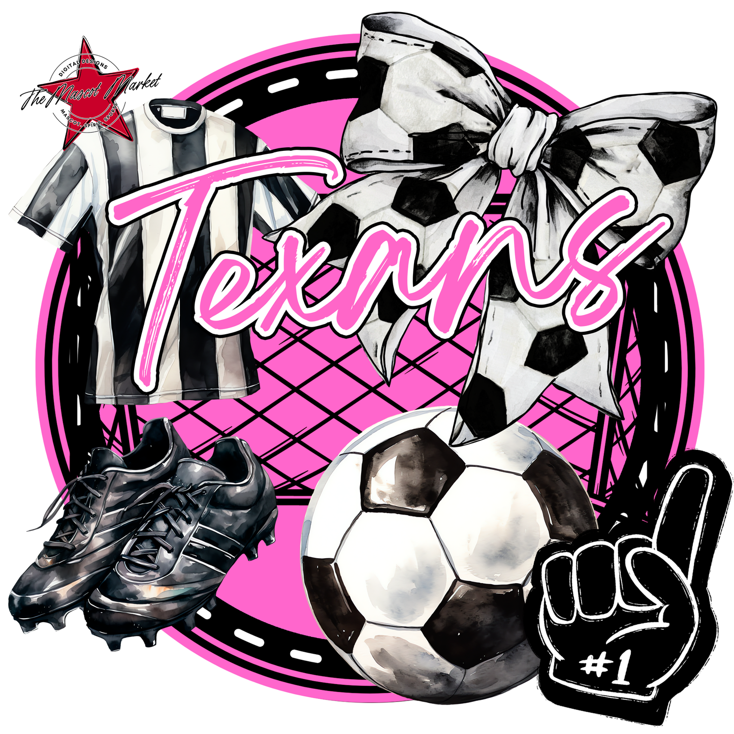 Texans Circle Soccer Design-Baby Pink