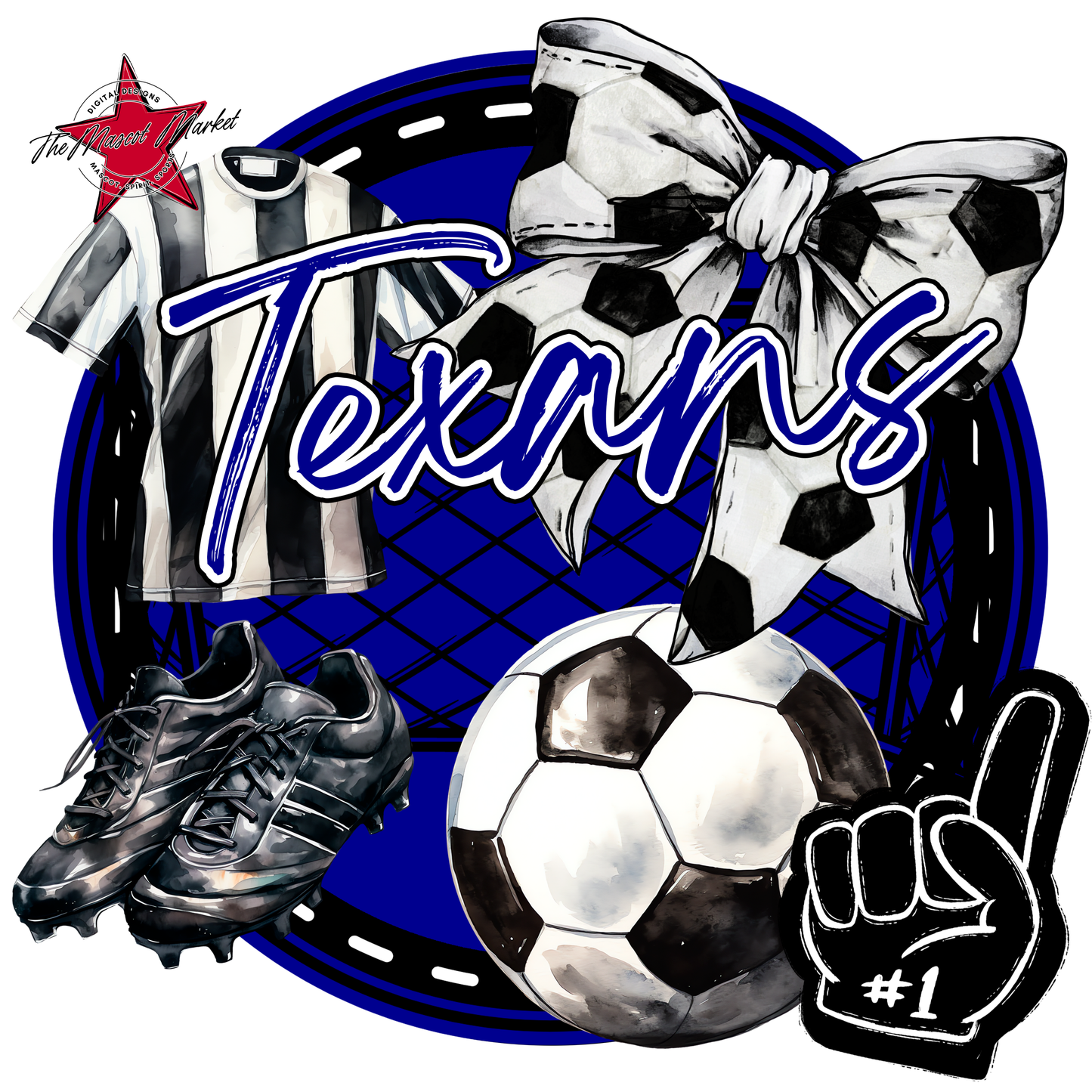 Texans Circle Soccer Design-Blue