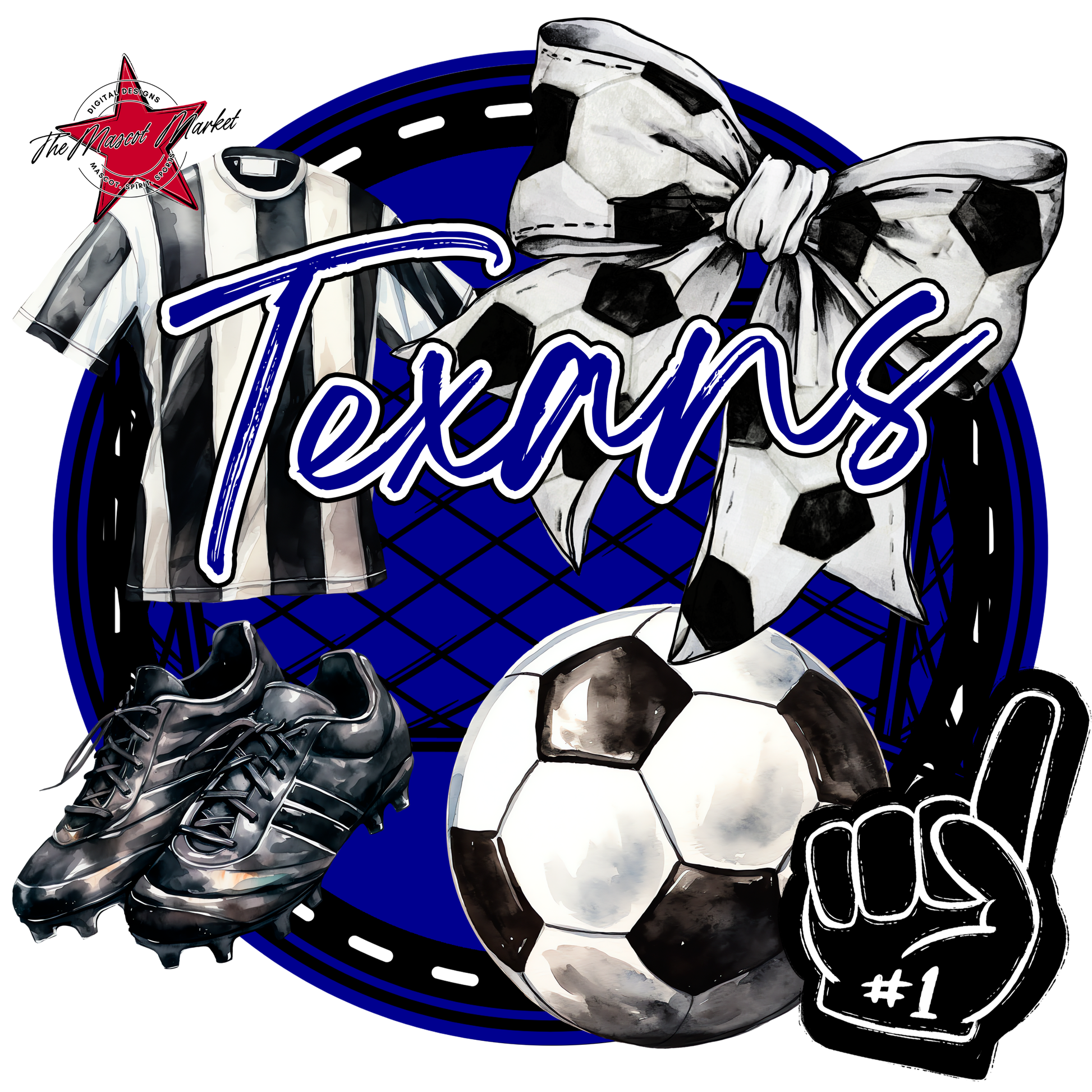 Texans Circle Soccer Design-Blue