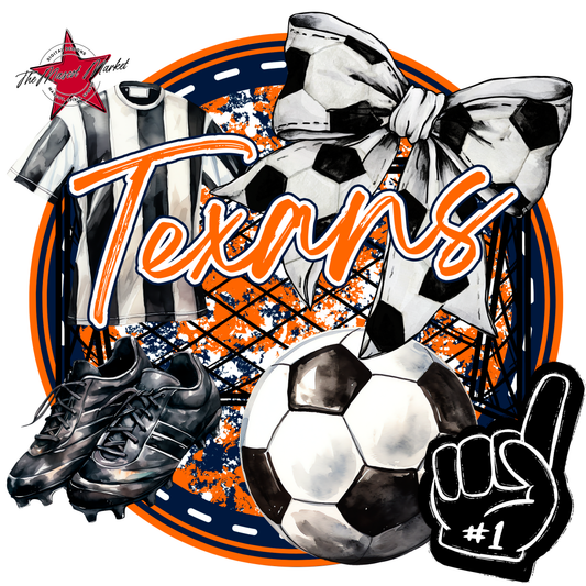Texans Circle Soccer Design-Navy-Orange