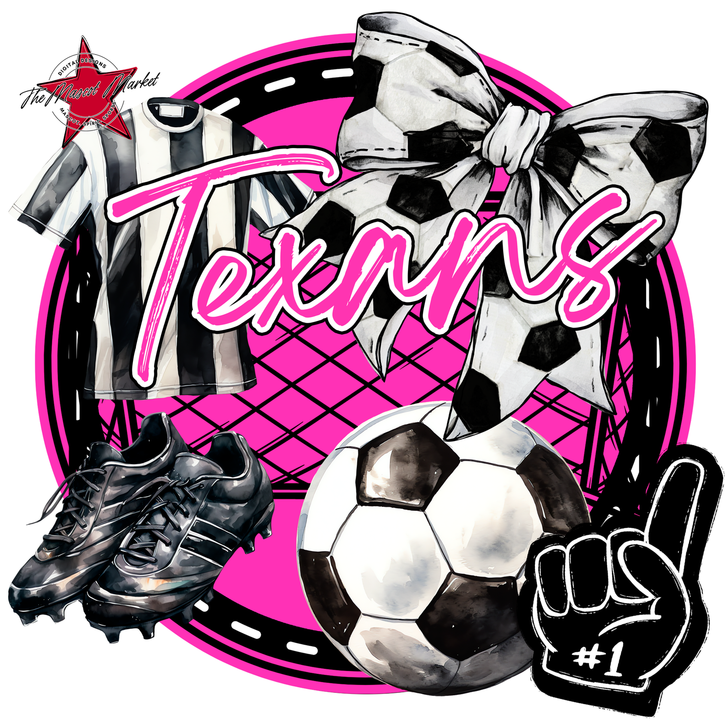 Texans Circle Soccer Design-Pink