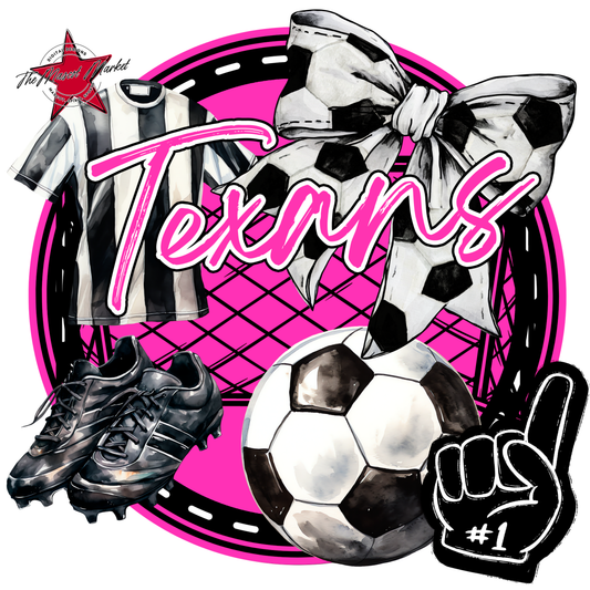 Texans Circle Soccer Design-Pink