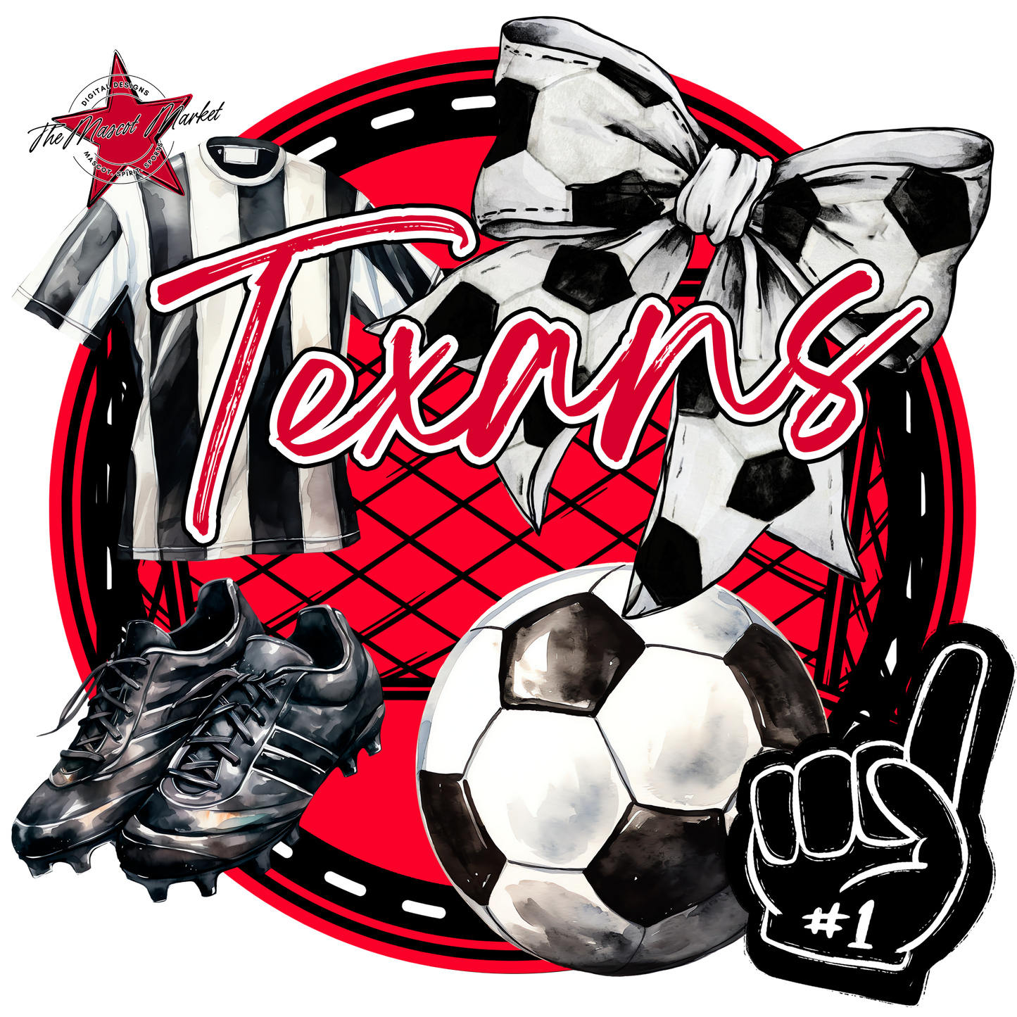 Texans Circle Soccer Design-Red