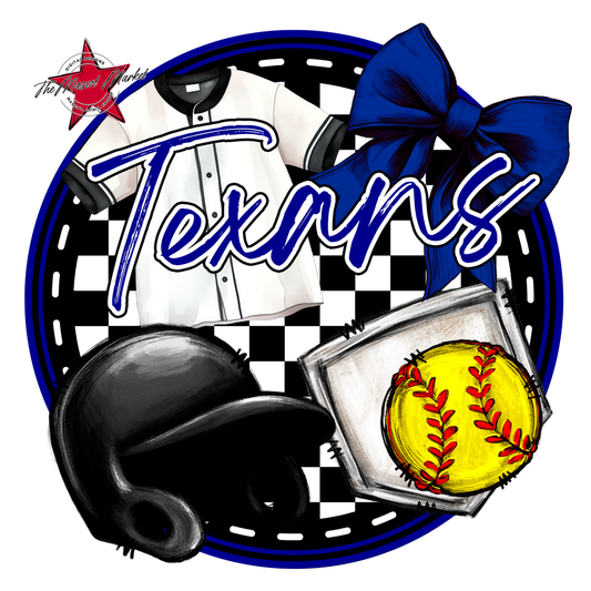 Texans Circle Softball Design-Blue