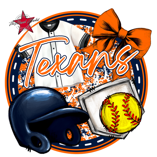 Texans Circle Softball Design-Navy-Orange