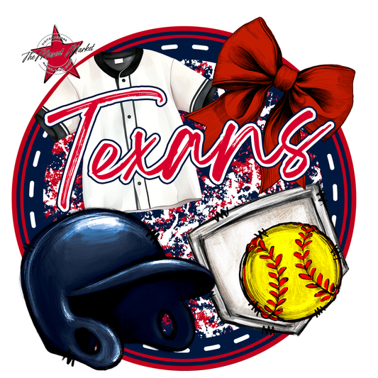 Texans Circle Softball Design-Navy-Red