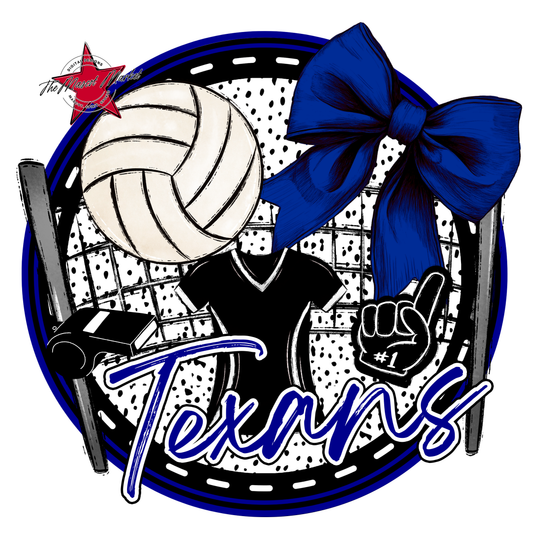 Texans Circle Volleyball Design-Blue