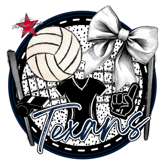 Texans Circle Volleyball Design-Navy
