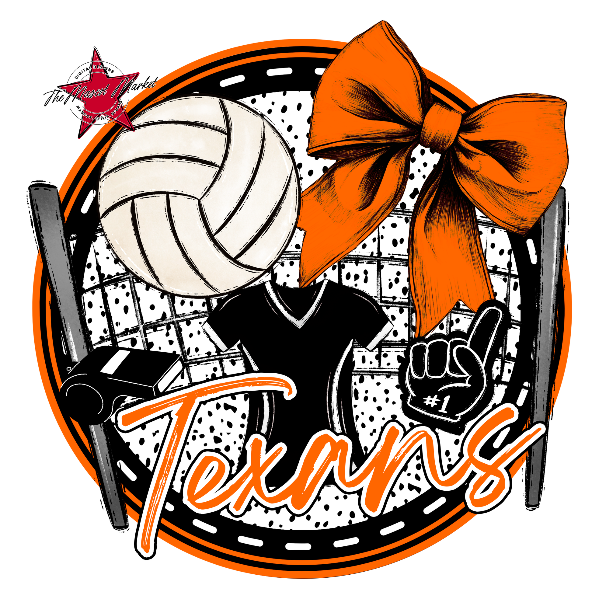 Texans Circle Volleyball Design-Orange