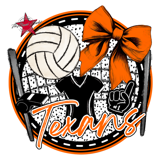 Texans Circle Volleyball Design-Orange