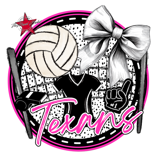 Texans Circle Volleyball Design-Pink