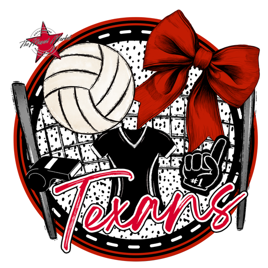 Texans Circle Volleyball Design-Red