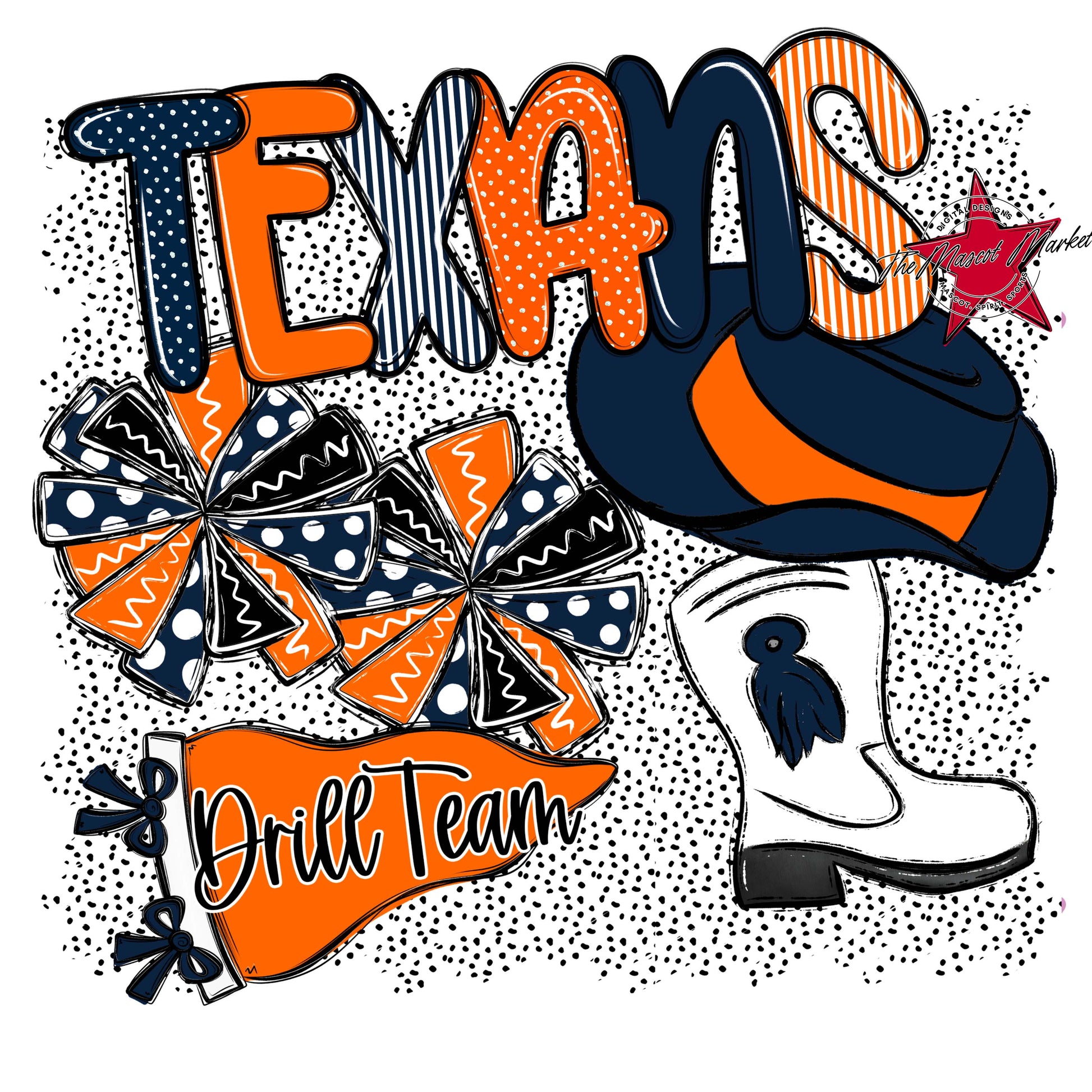 Texans Drillteam Spirit-Navy & Orange