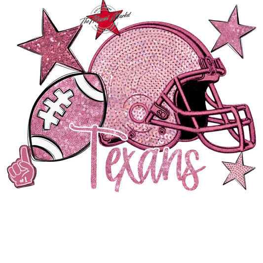 Texans Football Embroidered Sequins Design-Pink Out