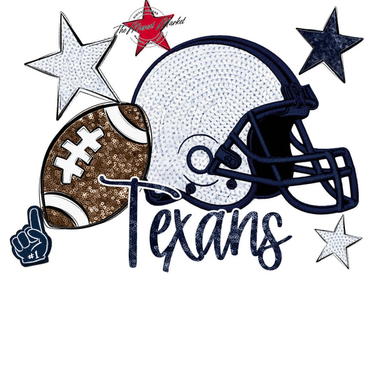 Texans Football Embroidered Sequins Design-Navy