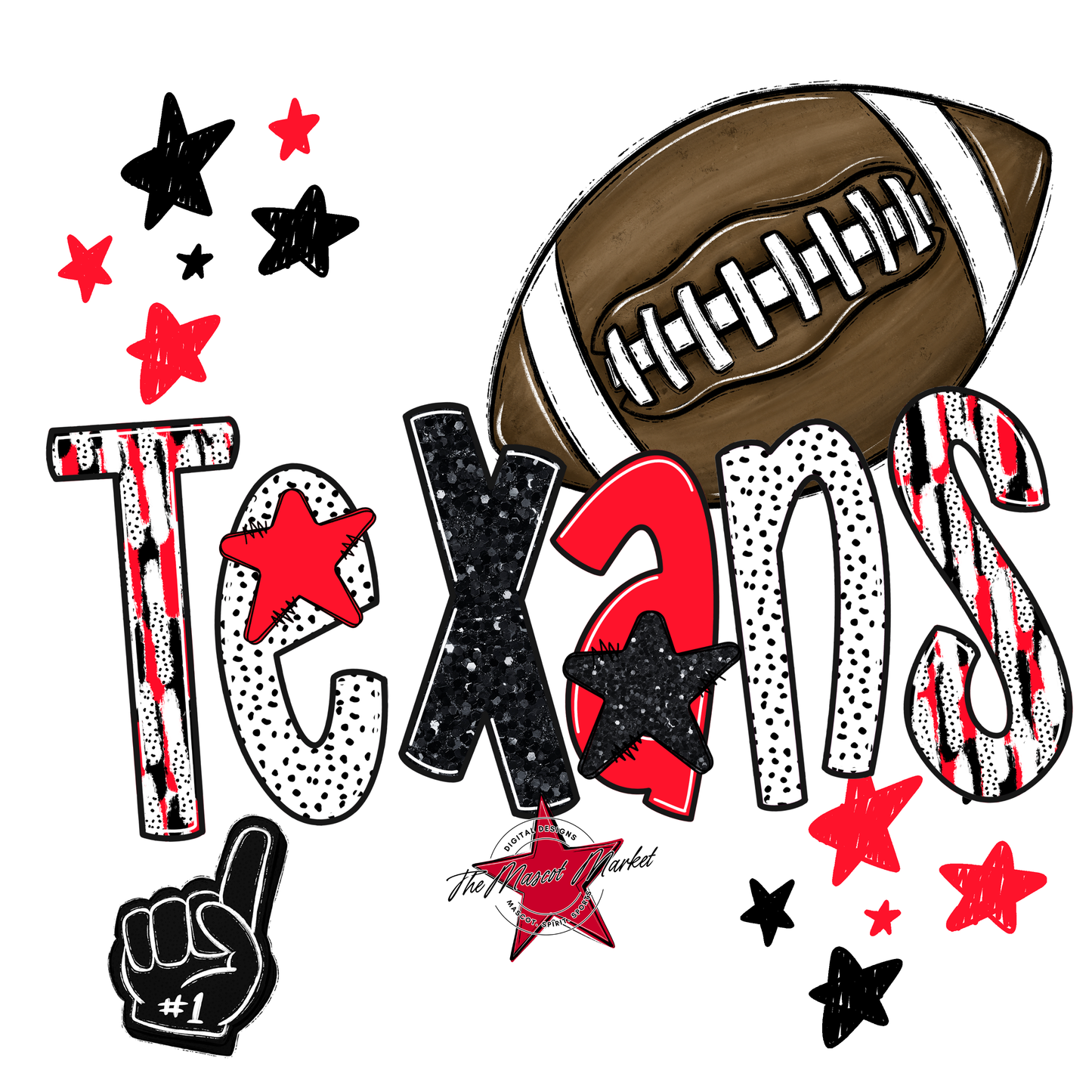 Texans Football Scrape-Bright Red