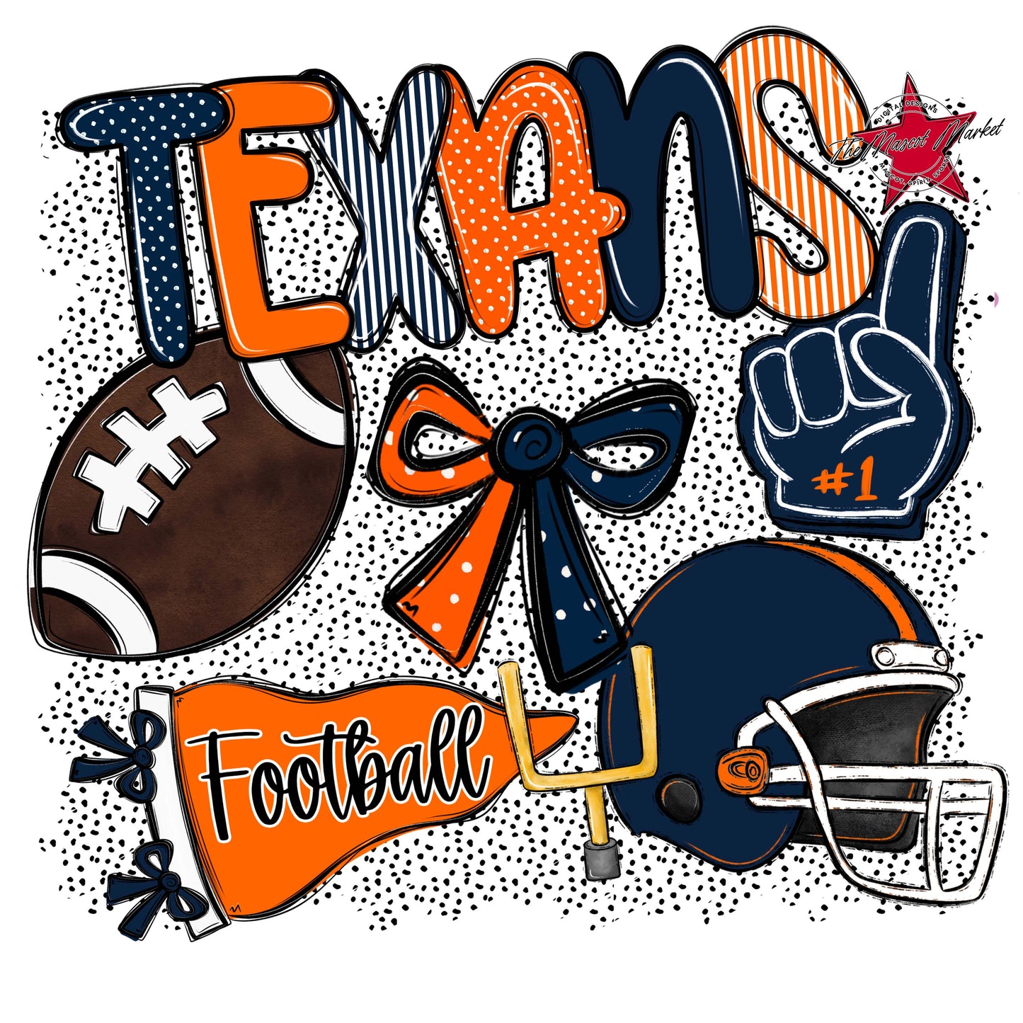 Texans Football Spirit-Navy & Orange