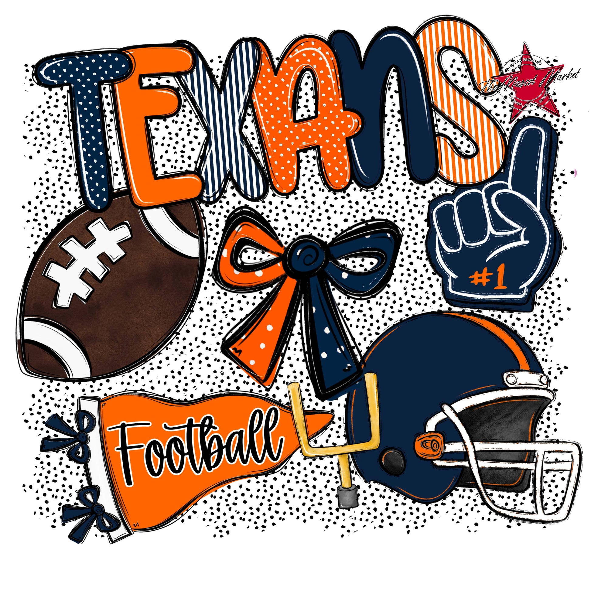 Texans Football Spirit-Navy & Orange