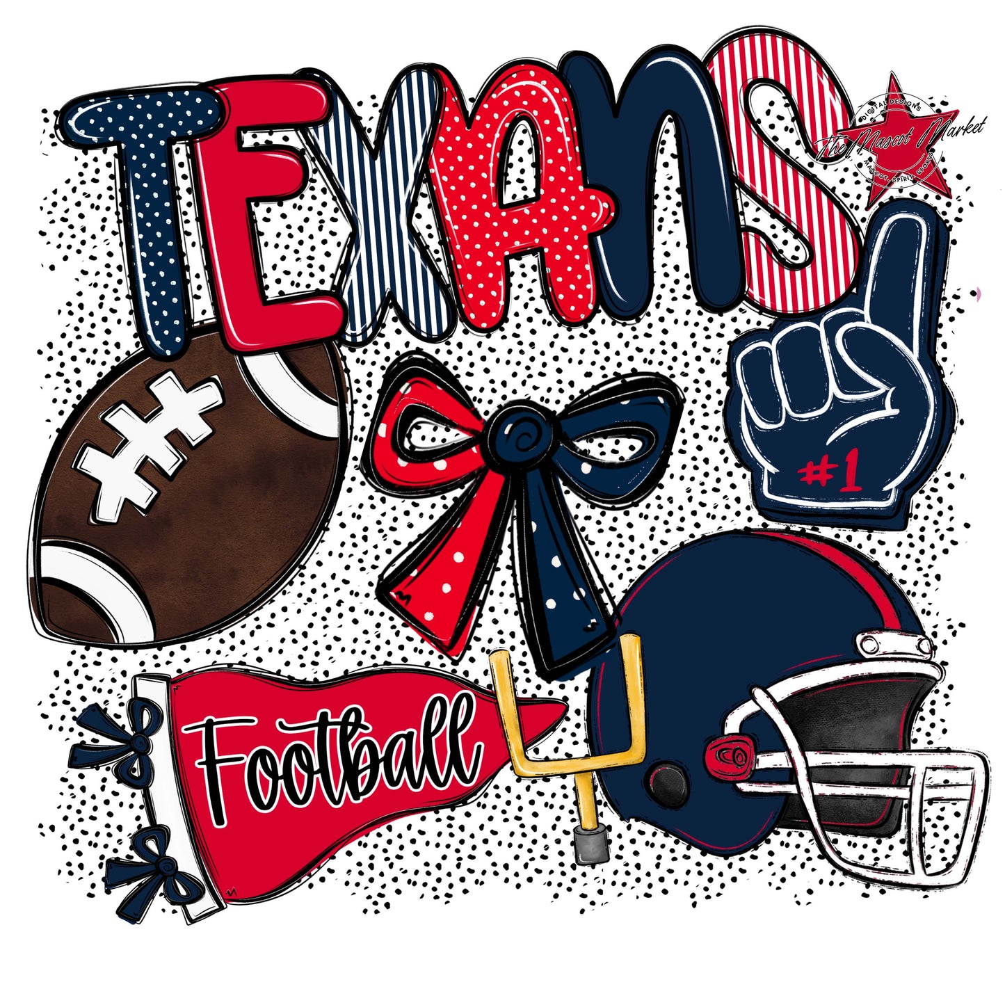 Texans Football Spirit-Navy & Red