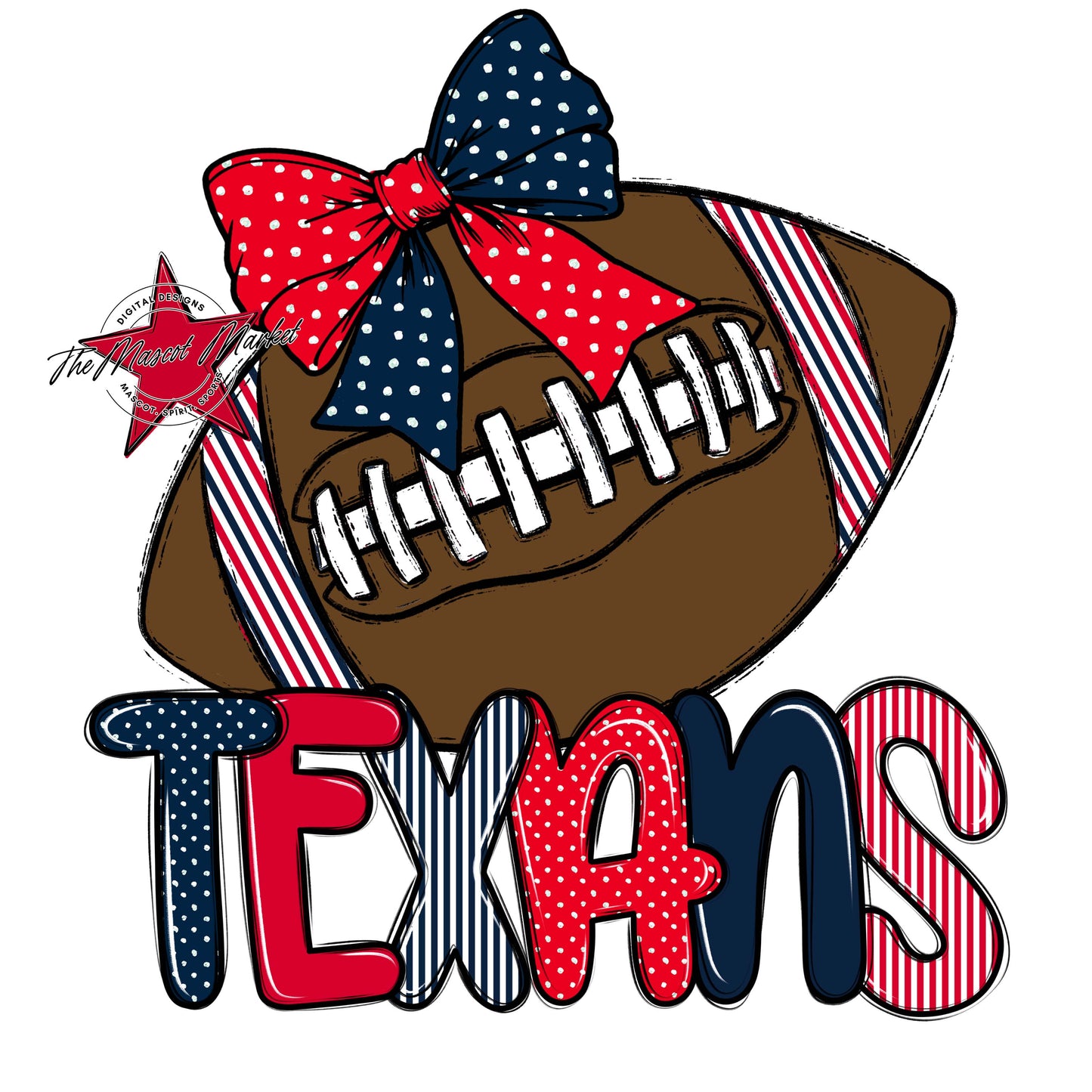 Texans Football Spirit Design-Navy & Red