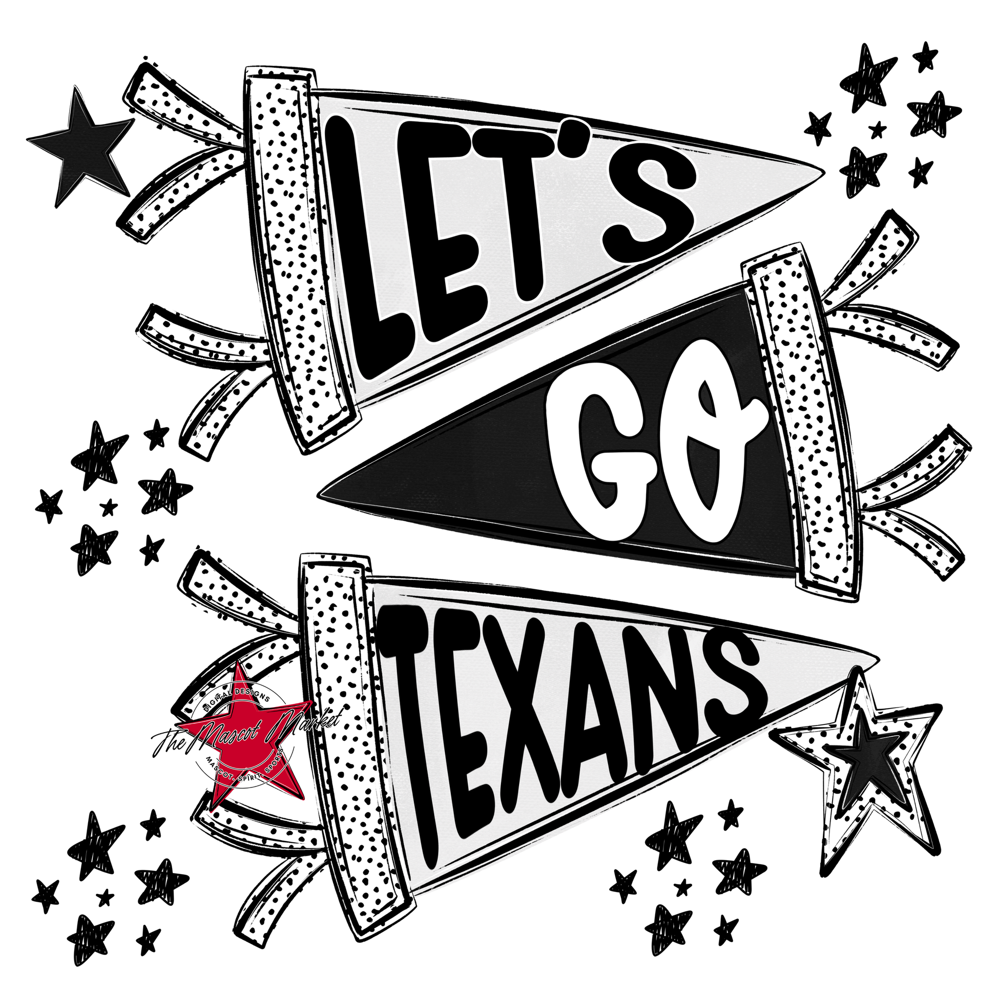 Texans Let's Go Flag Design-Black