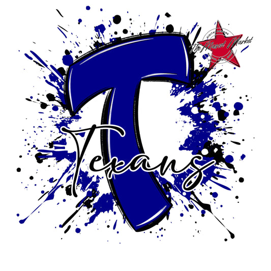 Texans Mascot Splatter-Blue