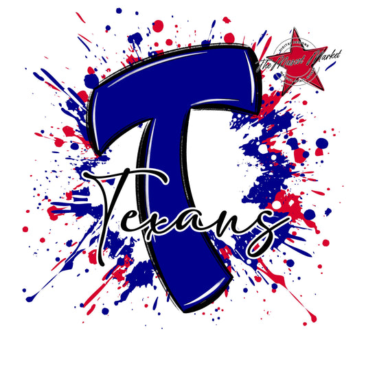 Texans Mascot Splatter-Blue & Red