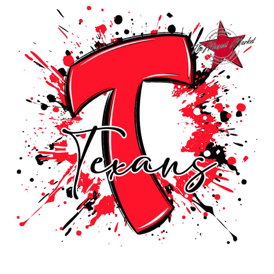 Texans Mascot Splatter-Bright Red