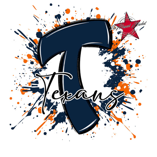 Texans Mascot Splatter-Navy & Orange