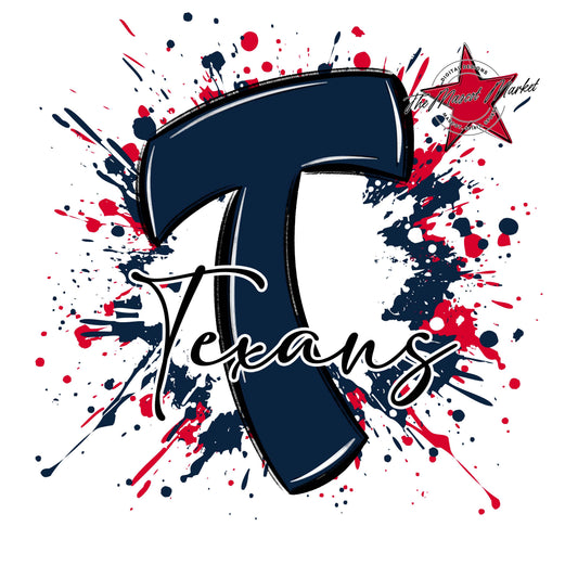 Texans Mascot Splatter-Navy & Red