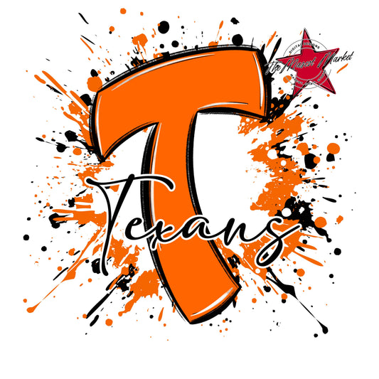 Texans Mascot Splatter-Orange