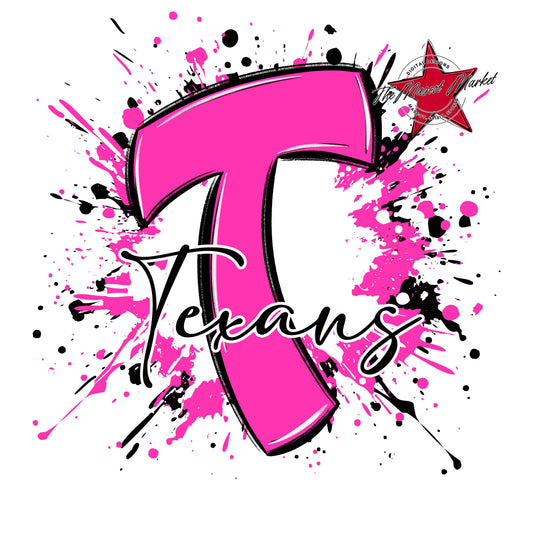 Texans Mascot Splatter-Pink