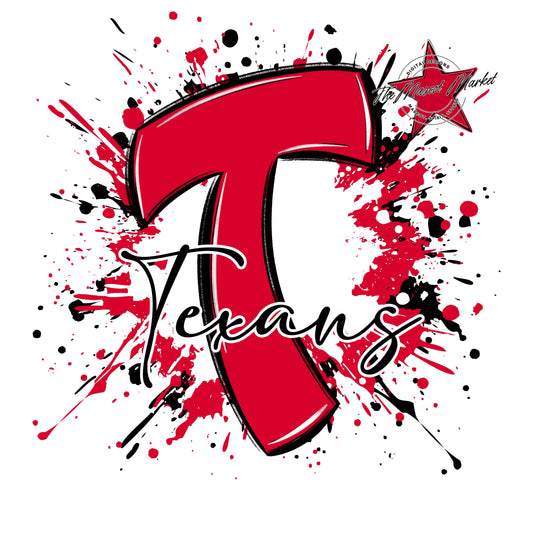 Texans Mascot Splatter-Red