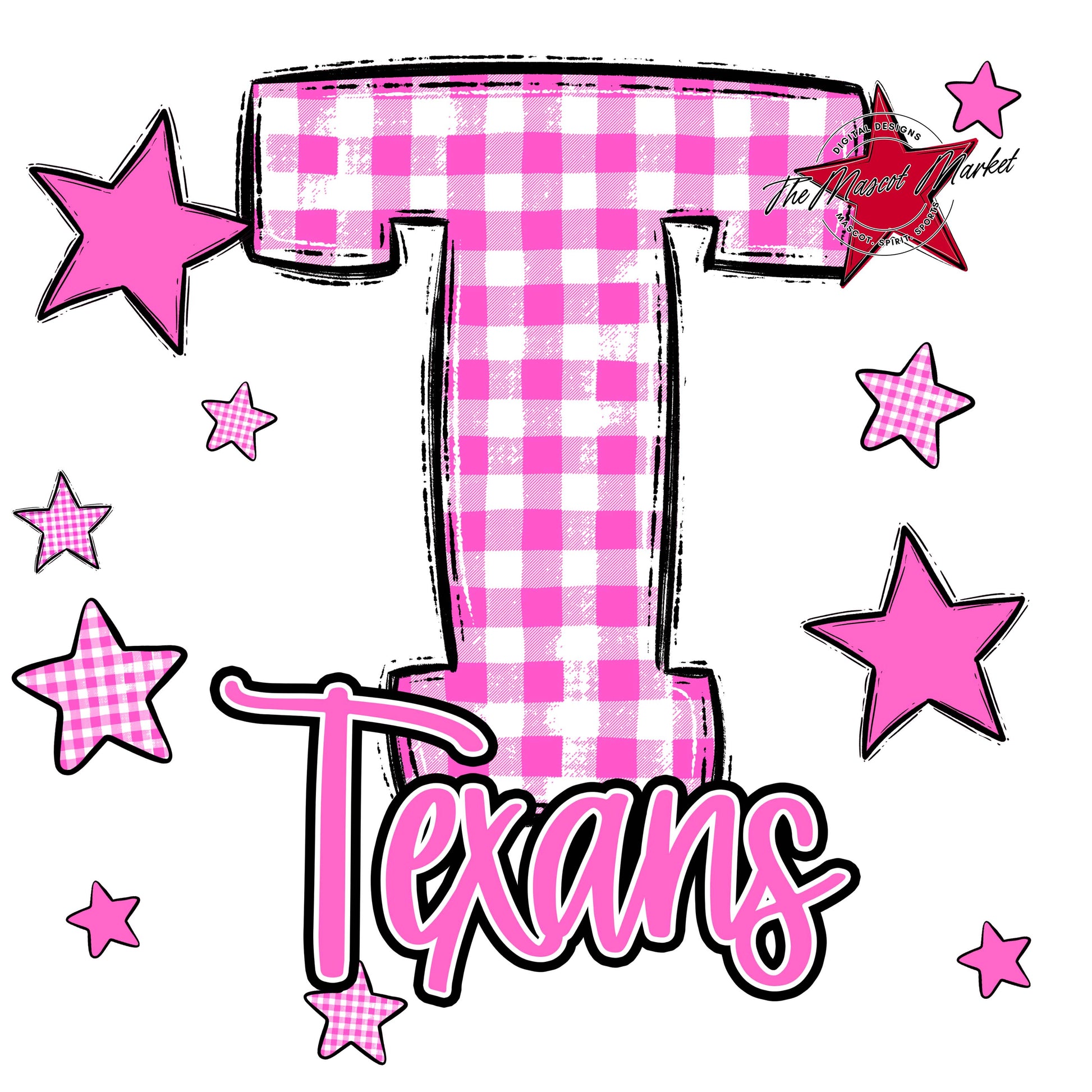 Texans Plaid Star Design-Baby Pink