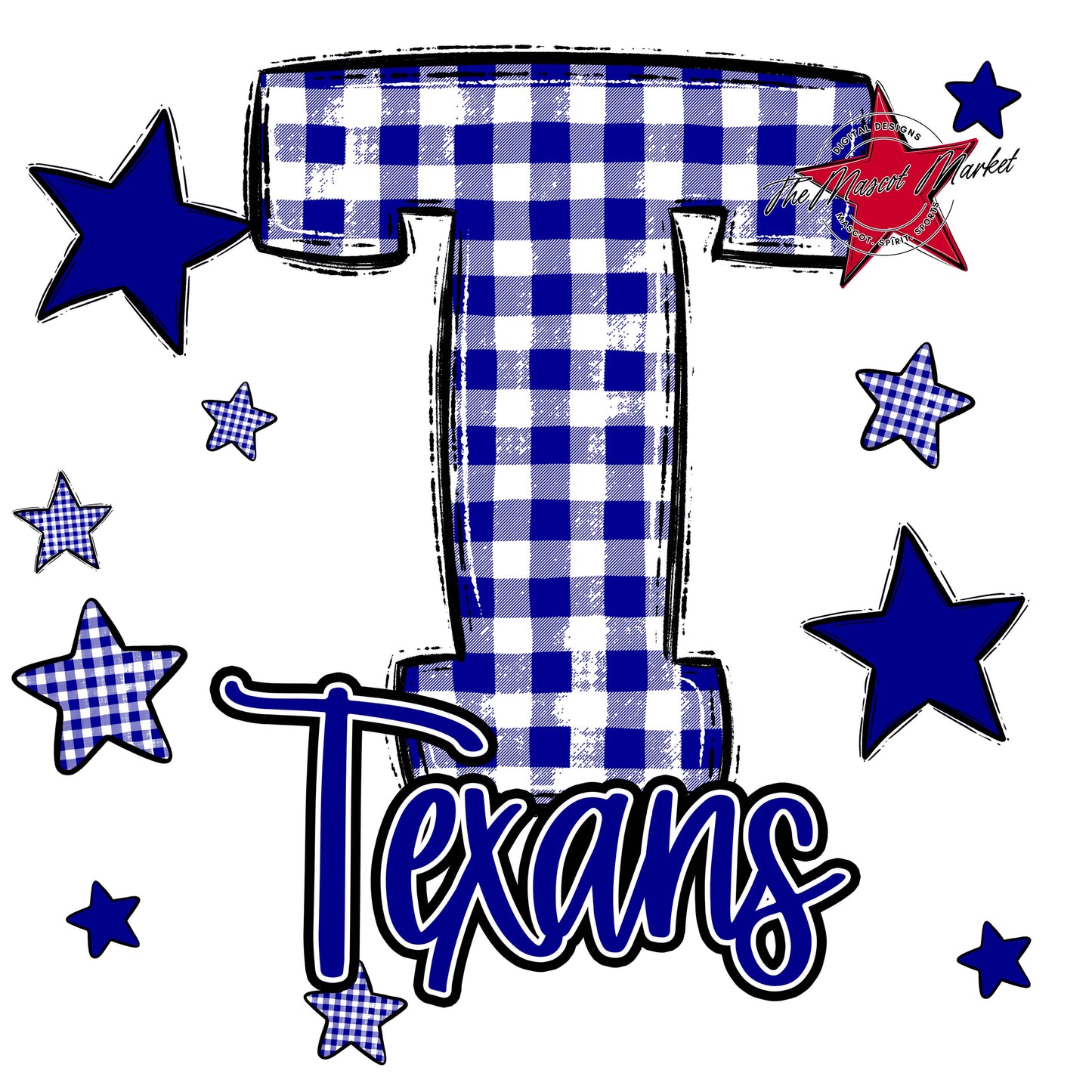 Texans Plaid Star Design-Blue