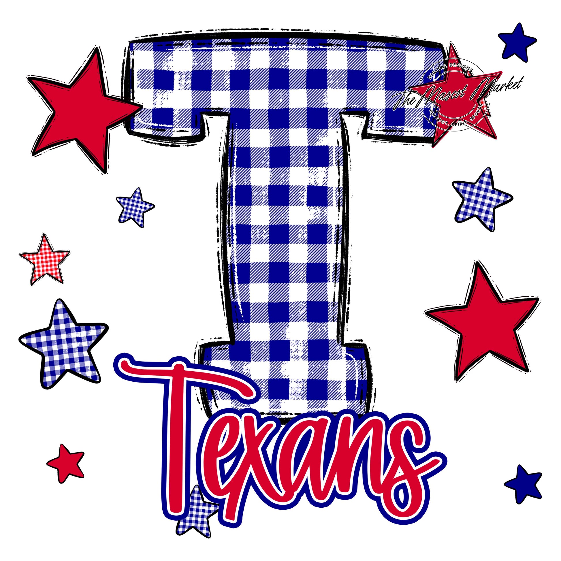 Texans Plaid Star Design-Blue & Red
