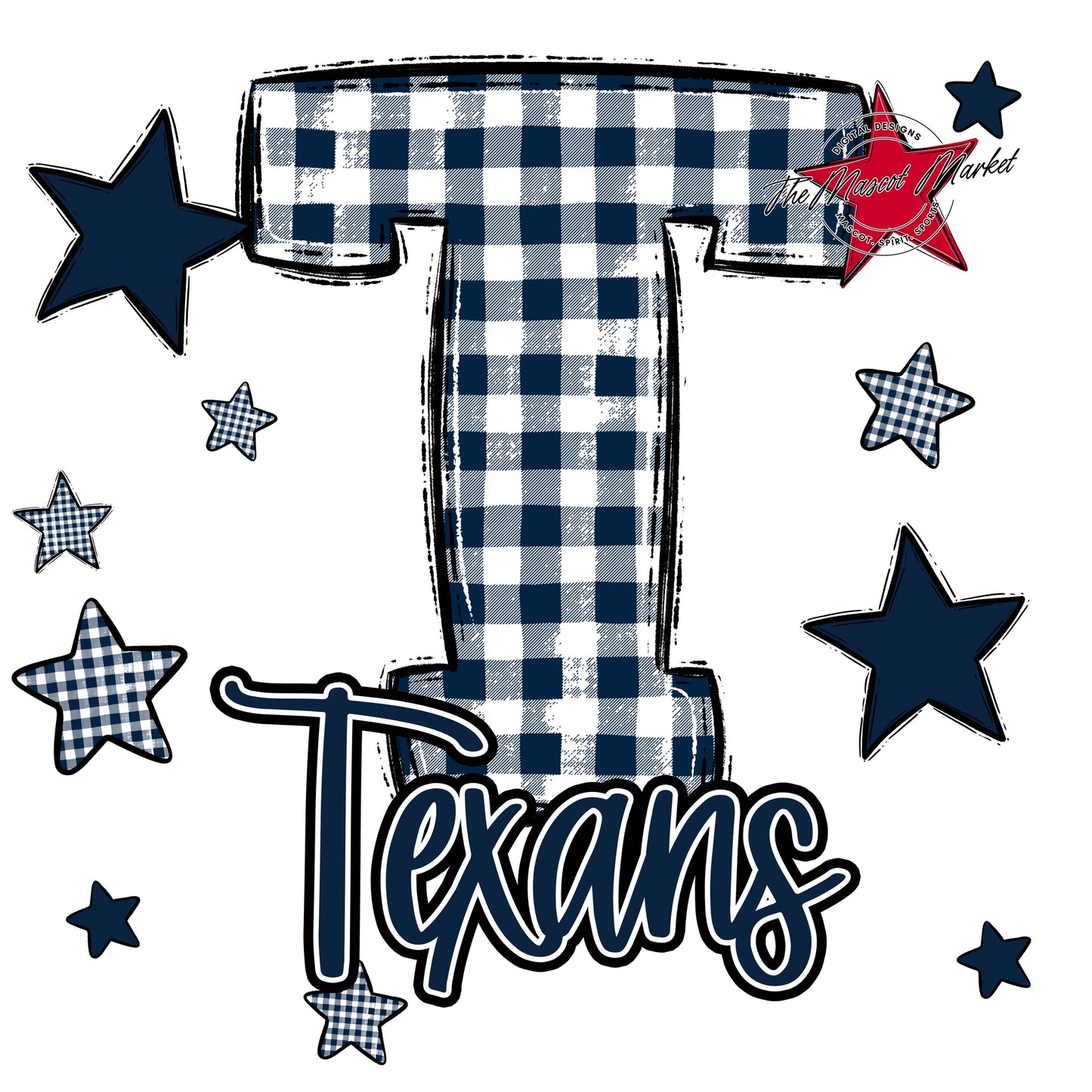 Texans Plaid Star Design-Navy