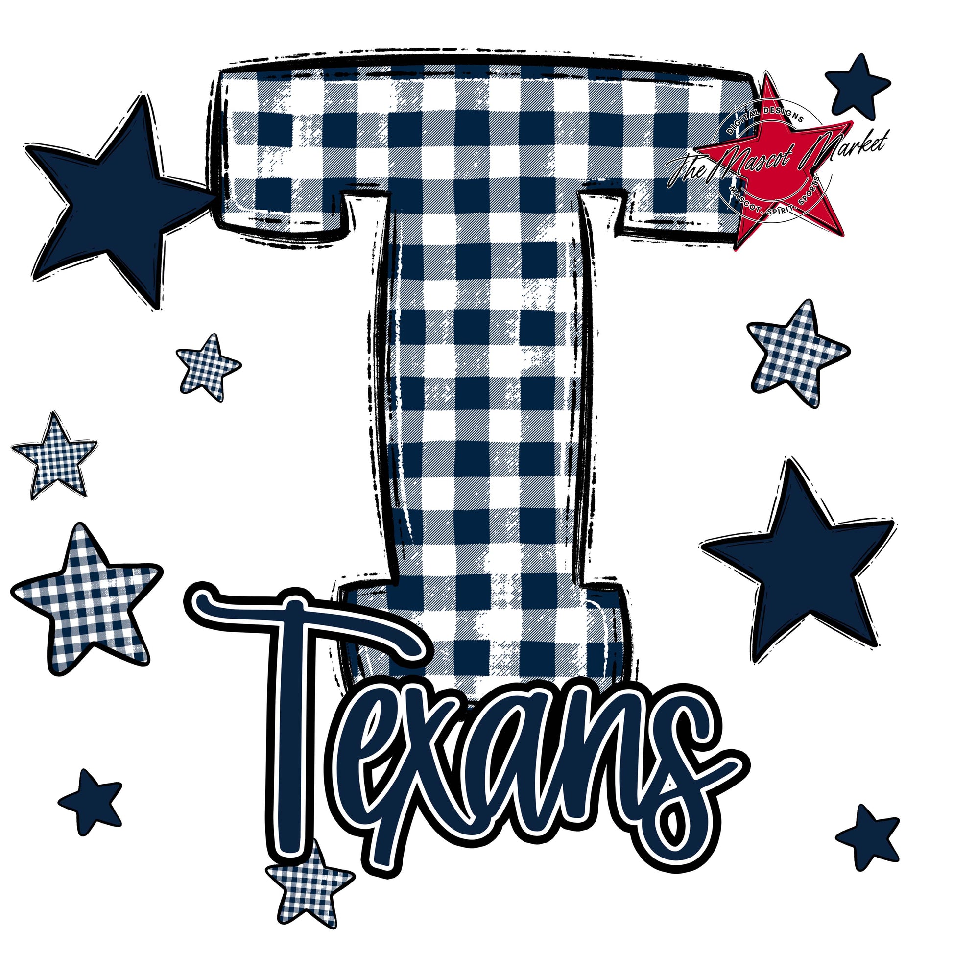 Texans Plaid Star Design-Navy